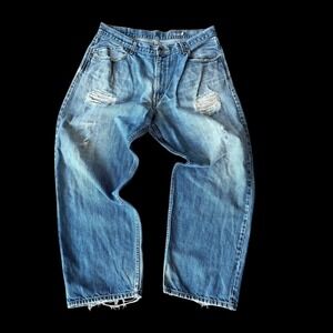 Levis SilverTab Baggy Jeans 36x29 Light Wash Distressed 90s Wide Leg Denim